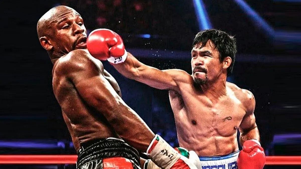 Флойд Мейвезер і Менні Пак'яо у 2015 році